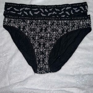 Victoria's Secret Black Halloween Patterned Bikini Briefs